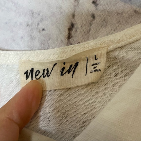 New In Linen Blend Flounce Shoulder Tank Top Size L - Picture 5 of 6